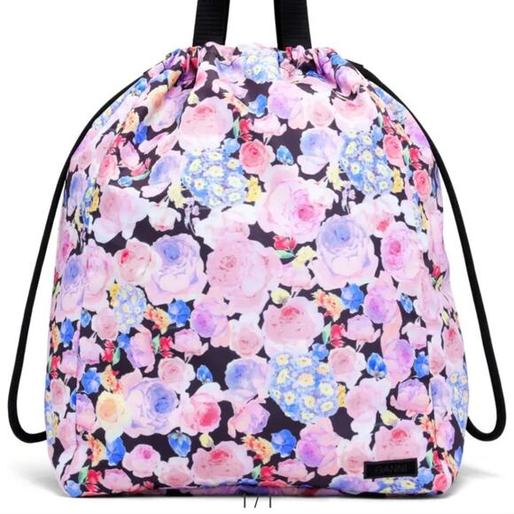 NWT Ganni Recycled Polyester Floral Drawstring Tote - Picture 4 of 16